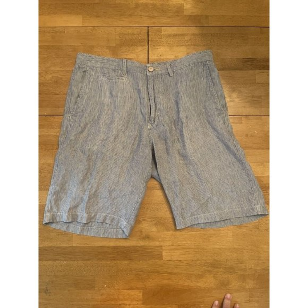 Tommy Bahama Relax Linen Shorts Mens‎ Size 35 Gray Striped Flat Front
